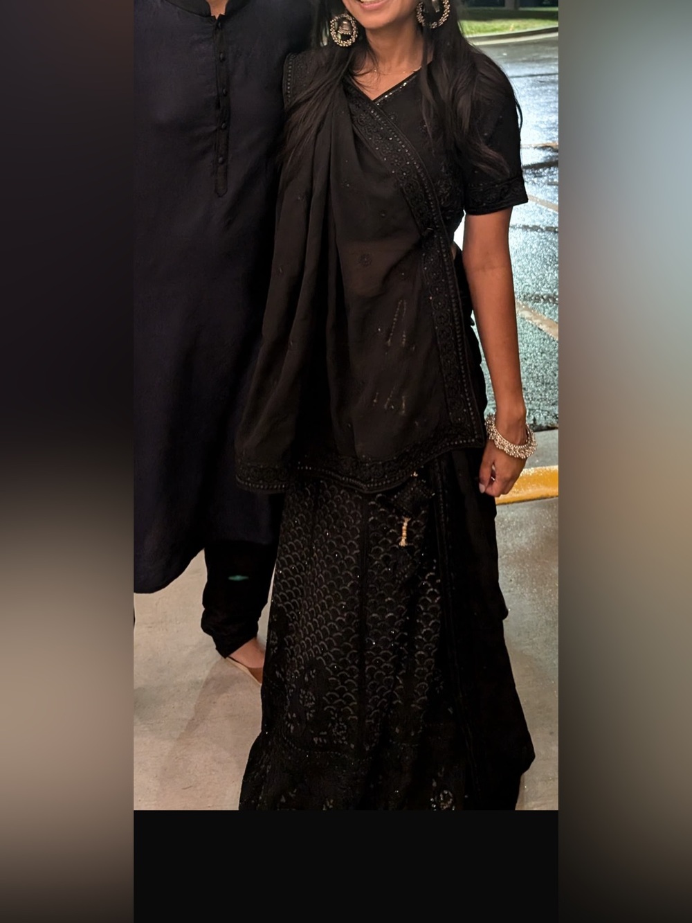 Black Embroidered Women Lehenga Set
